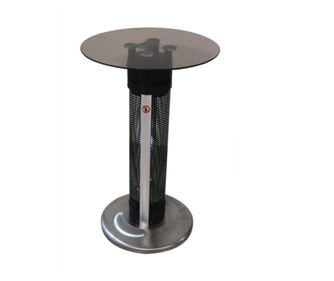 Masa de terasa cu incalzire, h 81.5 cm, d blat 50 cm, ip24, 1600 w, otel inoxidabil/sticla securizata, negru/argintiu