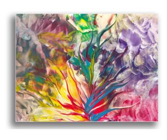 Printly, színes vászonkép,"absztrakt virág" címmel, 100x70cm