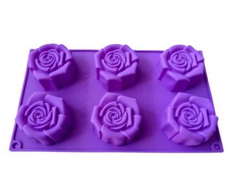 Forma din silicon pentru prajituri, Trandafiri, 6 cavitati, 81COF