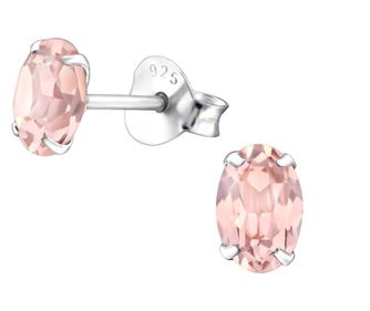 Cercei argint, Oval cu cristale Swarovski Vintage Rose, A4S27749