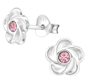 Cercei argint, Floare  cu cristale Swarovski Light Rose, A4S32771-2