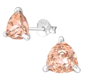 Cercei argint, Triunghi cu cristale Swarovski Vintage Rose, A4S35598-1