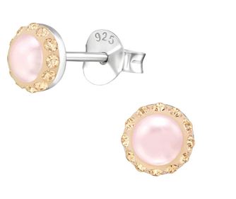 Cercei argint, Rotund cu cristale Swarovski Rose, A4S39427