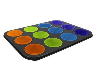 Tava De Copt 12 Briose, 12 Cupe din silicon, BV 55COF