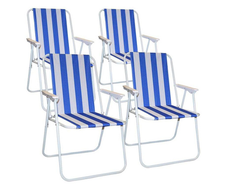 Pruhovaná plážová židle, 4 ks