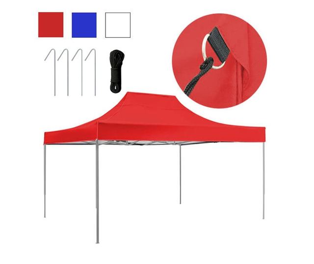 Összecsukható kerti pavilon, 2,9x4,25 méteres, piros