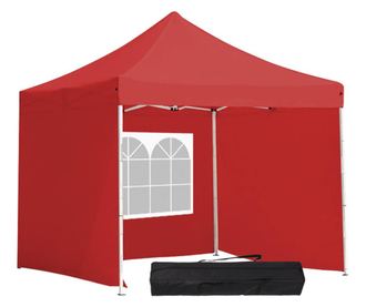 Összecsukható Kerti pavilon, oldalfallal és hordtáskával 2,9x2,9 m, piros