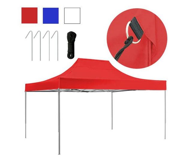 Összecsukható kerti pavilon, 2,9x4,25 méteres, piros