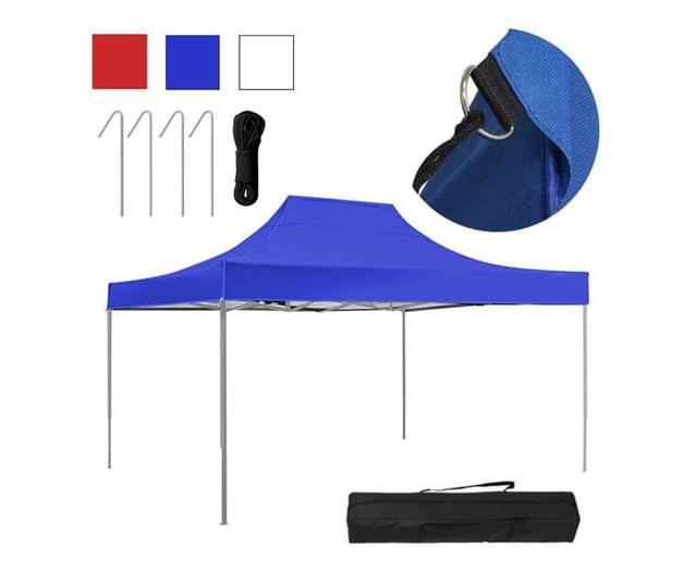 Összecsukható Kerti pavilon, 2,9x4,25 méteres, hordtáskával, kék