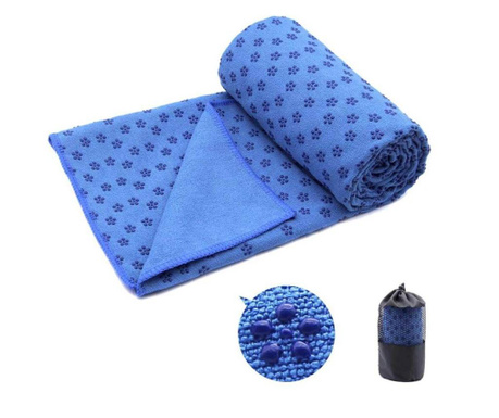 Protiskluzový ručník na jógus s taškou, modrá