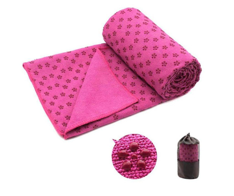 Protiskluzový ručník na jógus s taškou, pink
