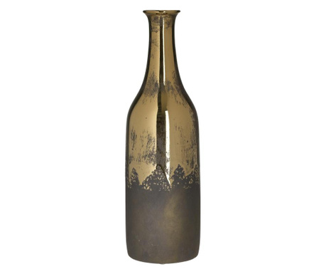 Vaza ceramica, aspect antichizat, auriu/gri, 14x46 cm