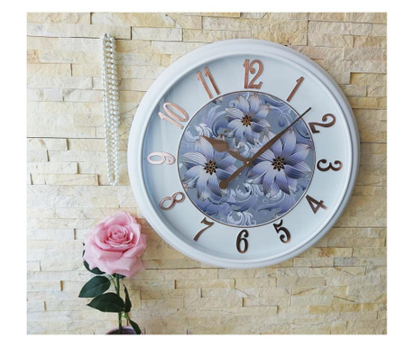 Ceas perete alb auriu, 41 cm Oem, Lux Clocks, PVC, 51x51x7 cm, alb/auriu