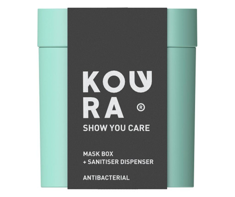 Cutie antibacteriana pentru masca si spray dezinfectant, turcoaz, Koura