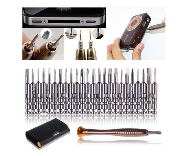 Set surubelnite precizie de 25 de piese, otel, Gonga® Argintiu