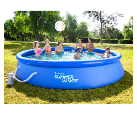 Piscina Instant "Family Summer Waves", cu inel gonflabil; Dimensiuni 366 x 76cm, include pompa de filtrare puternica RX600 220~2