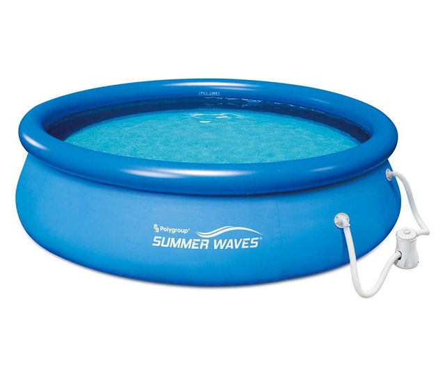 Piscina Instant "Family Summer Waves", cu inel gonflabil; Dimensiuni 366 x 76cm, include pompa de filtrare puternica RX600 220~2