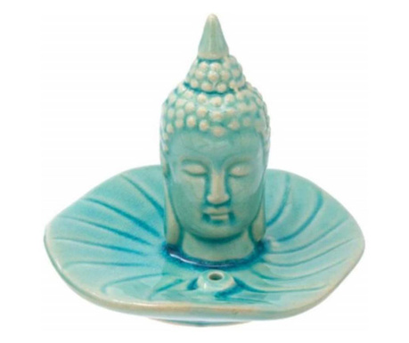 Suport din ceramica Pufo pentru betisoare parfumate, model Buddha, verde