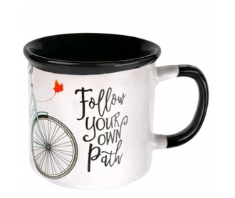 Пуфо чаша за кафе или чай, Follow your path, 330 мл, бяла