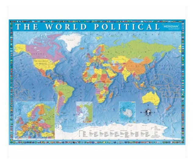 Пъзел Политическа карта на света, за деца и възрастни, 2000 броя, Премиум модел
