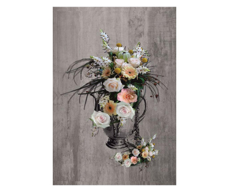 Tablou Canvas, Carafa cu flori, Trandafiri, 40 x 60 cm, Rama lemn, Multicolor SUMMER