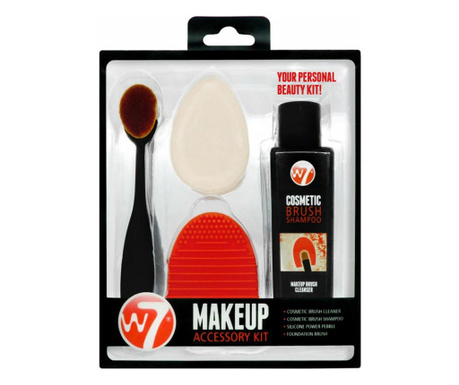 Set curatare pensule si aplicatoare machiaj w7 makeup kit, 4 piese
