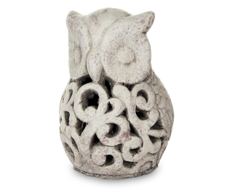 Decoratiune ceramica bufnita, gri antichizat, 19x13x13 cm