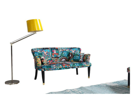 Set canapea 2 locuri si 2 fotolii Pandia Home, Frida, material tapiterie: poliester, multicolor