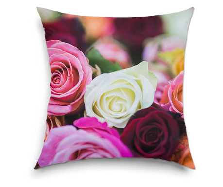 Perna decorativa Art Factory, Trandafiri colorati, Flori, Decoratiuni Casa, 38 x 38 cm