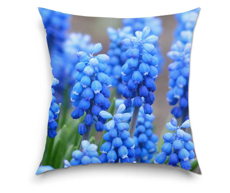 Perna decorativa Art Factory, Flori albastre, Flori, Decoratiuni Casa, 38 x 38 cm
