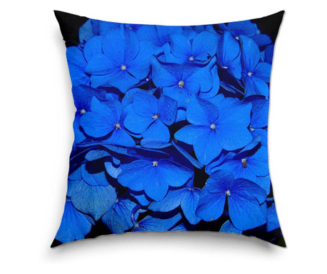 Perna decorativa Art Factory, Floare albastra pe fundal negru, Flori, Decoratiuni Casa, 38 x 38 cm