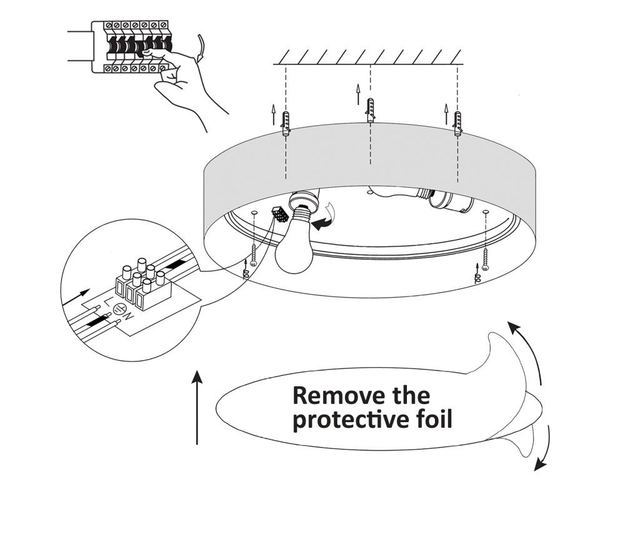 Plafon cu abajur textil 25cm 25x13 cm