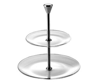 VIDIVI MOON Platou cu 2 niveluri prajituri din sticla temperata 15-21xh23cm