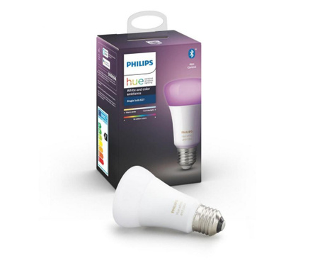 BEC smart LED PHILIPS, soclu E27, putere 9 W, forma clasic, lumina multicolora, alimentare 220 - 230 V, "000008718699673109"