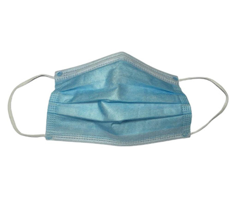 Кутия с 50 хигиенни маски, BFE> 95%, 3 слоя, 3 гънки, синьо, произведена в Румъния