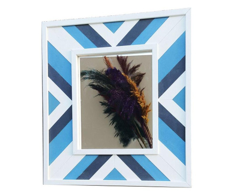 Oglinda de perete Gauge Concept, Kare, lemn de mesteacan, 54x48x3 cm, albastru/alb