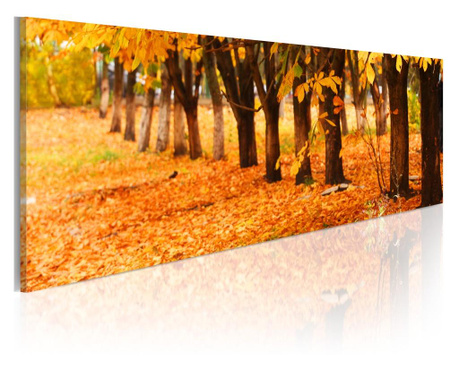 Tablou canvas - Parc acoperit cu frunze aurii - 135 x 45 cm
