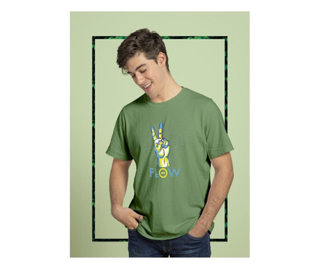 Férfi feliratos póló kenderből zöld