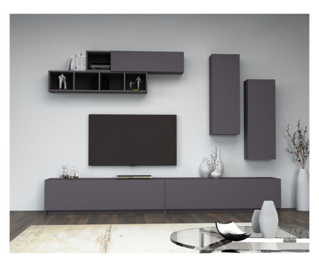 Set 5 piese de mobilier pentru sufragerie Dmodul, Ege, PAL melaminat, 140x35x40 cm, gri