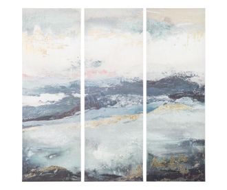 Absztrakt vászon falikép szett, 90x90 cm, kék-fehér - PACIFIQUE