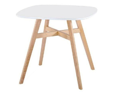 Étkezőasztal, 80x80 cm, fehér-fa - PIERETTE