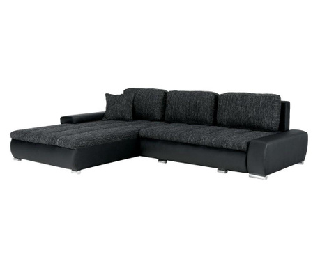 Kinyitható kanapé, megfordítható L alakkal, fekete - EDOUARD
