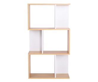 Modern könyvespolc, 3 szintes, fehér-fenyő - RECTO-VERSO