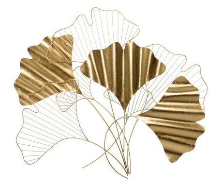 Ginkgo biloba fali dekoráció, hajlított levelekkel, arany - GINGKO