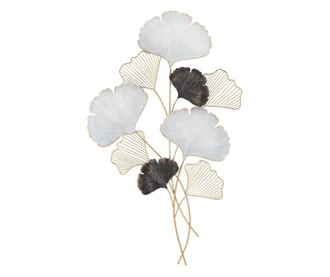 Ginko biloba fali dekoráció, fekete-ezüst levelekkel, arany - GINKOLOFT