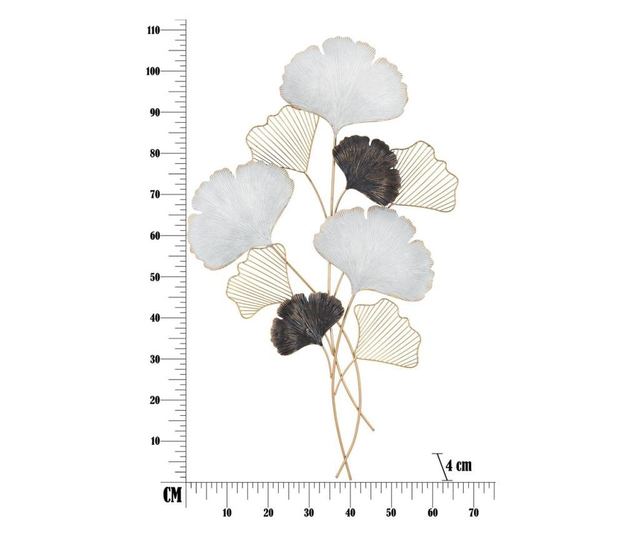 Ginko biloba fali dekoráció, fekete-ezüst levelekkel, arany - GINKOLOFT