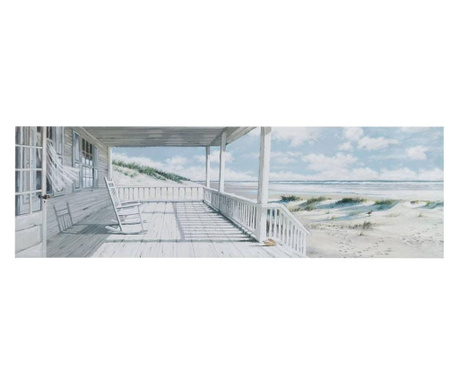Vászon falikép, tengerparti terasz, 30x95 cm, fehér - TAMPA