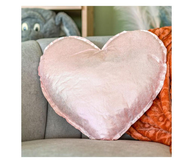 Csillogó szív alakú díszpárna, 39 cm, rózsaszín - PTIT COUEUR