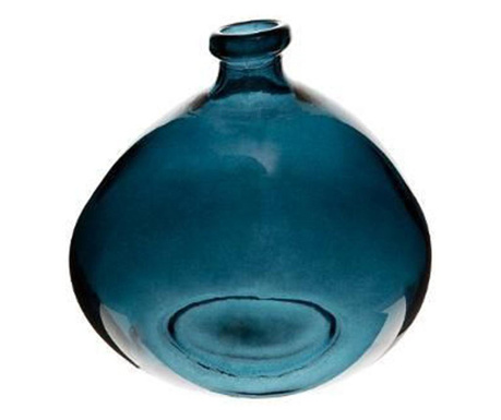 Kerek üveg váza, újrahasznosított üvegből, 23 cm, kék - BULLE DE SAVON