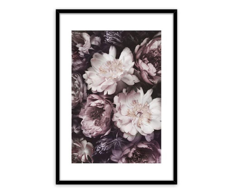 Keretezett falikép, virágok, 50x70 cm, pasztell rózsaszín - DAHLIAS ROSES